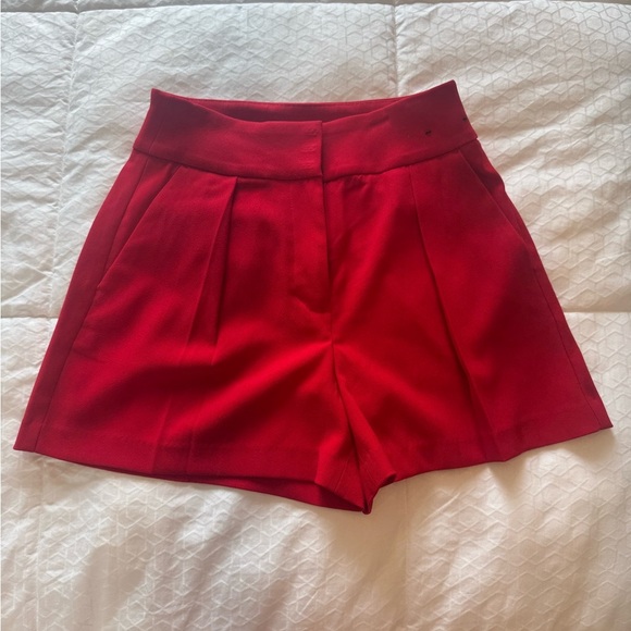 Express Red Super High Rise Stylist Tailored Shorts - Picture 1 of 7